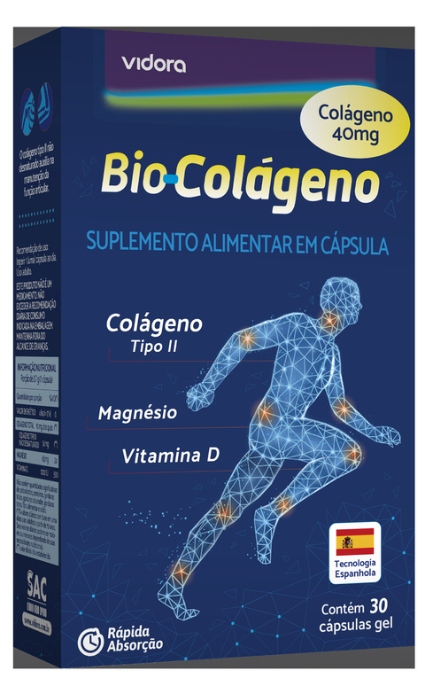 Colágeno Tipo II + Magnésio + Vitamina D 30 Cápsulas